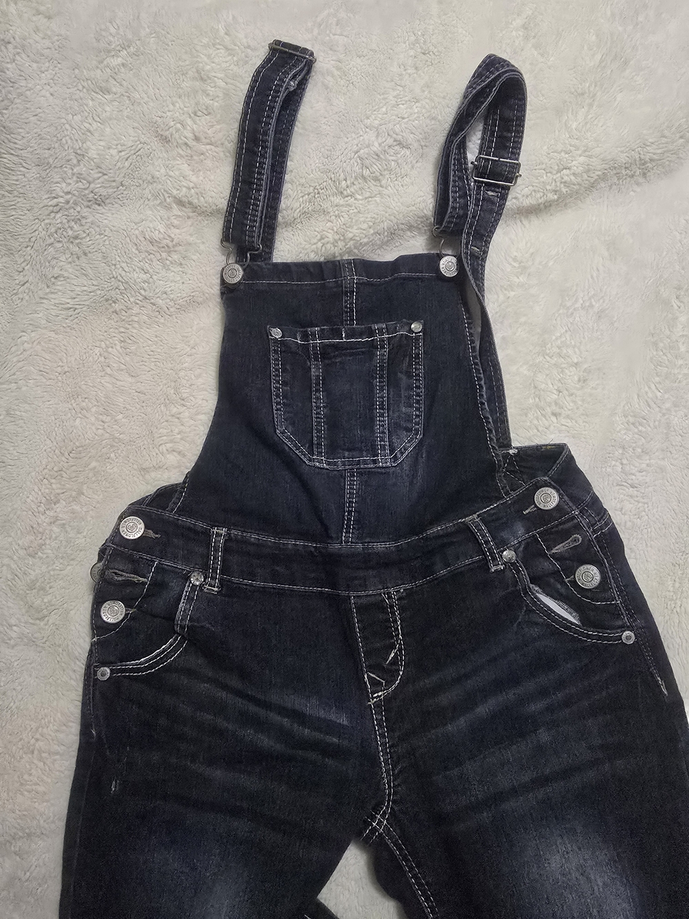 Wallflower Black Denim Overalls with Contrast Stitching